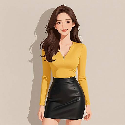 Smiling Woman in Trendy Fashion