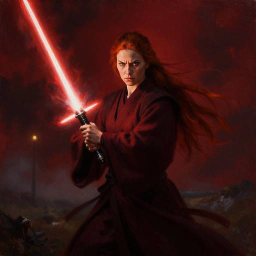 Cinematic Jedi in Fiery Action Pose