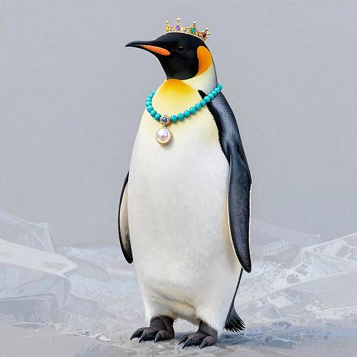 Regal King Penguin with Turquoise Necklace