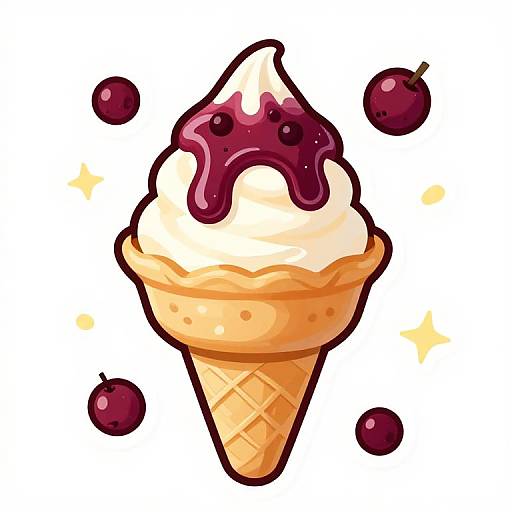 Cartoon Funnel Cake with Ice Cream