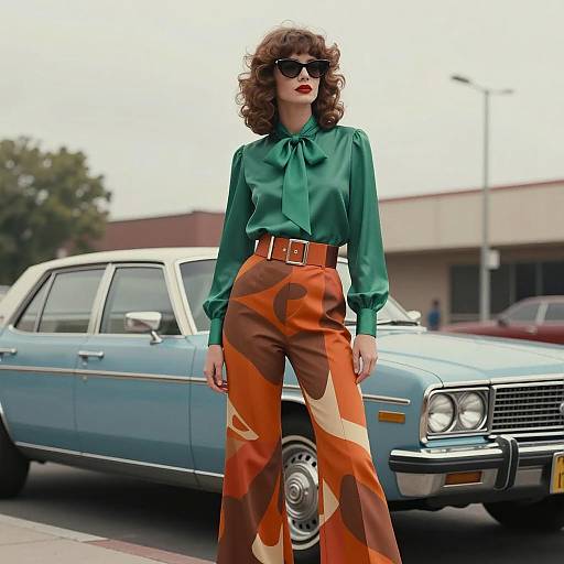 1970s Glamorous Woman in Vintage Fashion