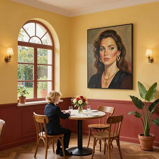 Elegant Restaurant Interior with Garden View