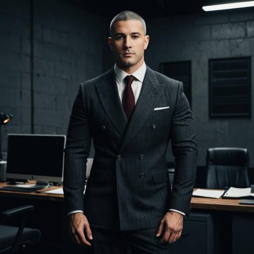 Confident businessman in pinstripe suit