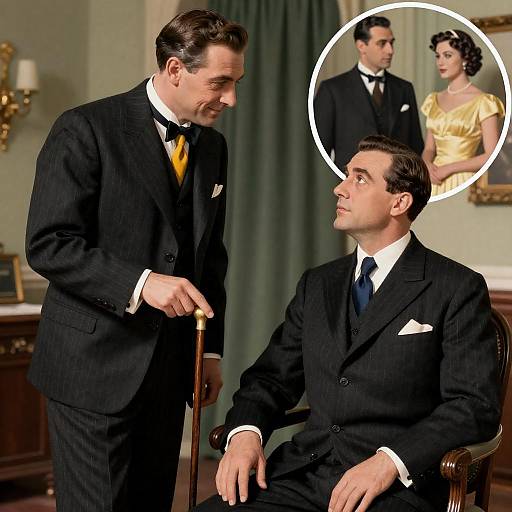 Vintage Illustration of Two Classy Gentlemen