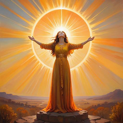 Figure with Radiant Sun Halo