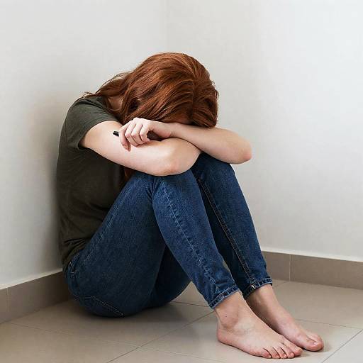Contemplative Woman in Colorful Outfit