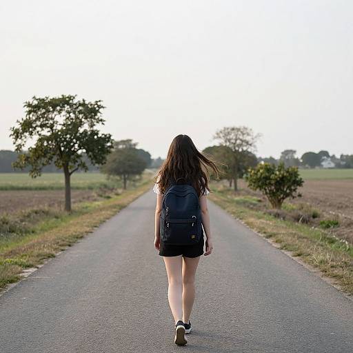 Young Woman Walking Through Countryside