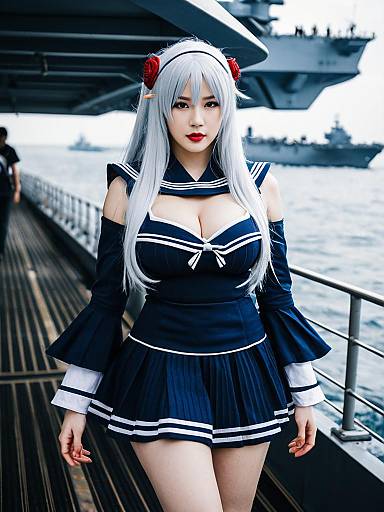Lifestyle costume photo of Aircraft carrier water oni. Cosplay clothes