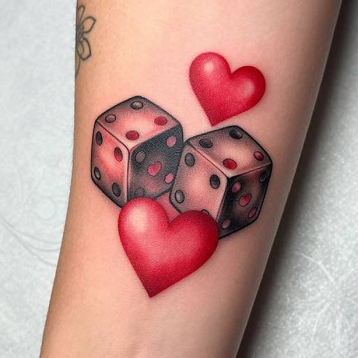 Vibrant Heart Dice Forearm Tattoo