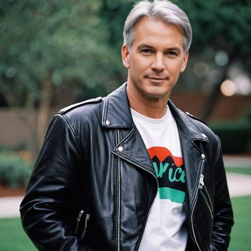 Man in Leather Jacket with Casual 90s Style