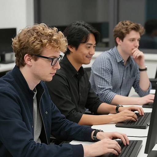 Dynamic Office Scene with Three Men
