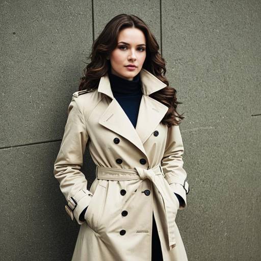 Woman in Beige Trench Coat with Wavy Hair