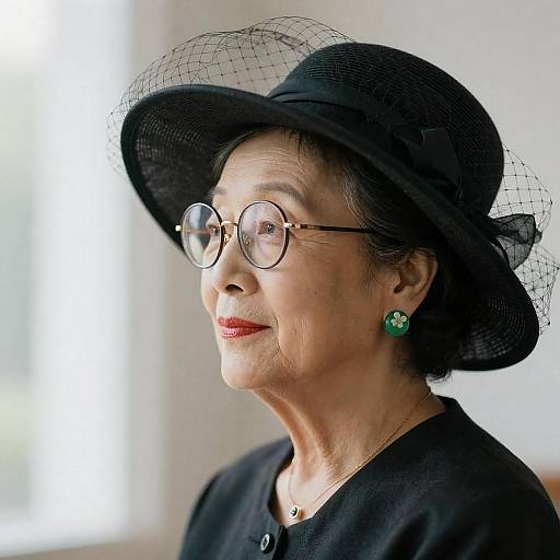 Elderly Woman in Elegant Profile Portrait