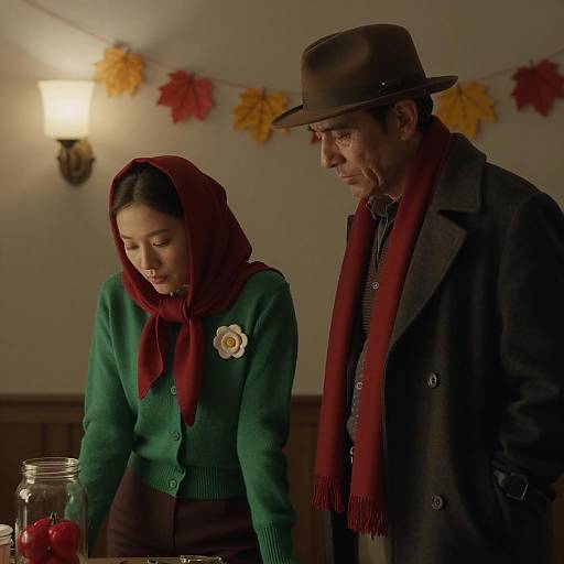 Intimate Autumn Scene with Two Figures