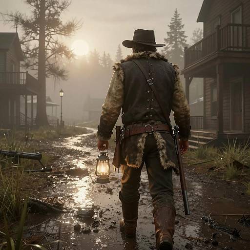 Cinematic Swamp Adventure in Red Dead Style