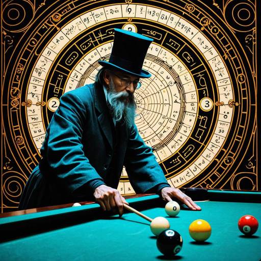 Mystic Man Playing Billiards with Cosmic Background