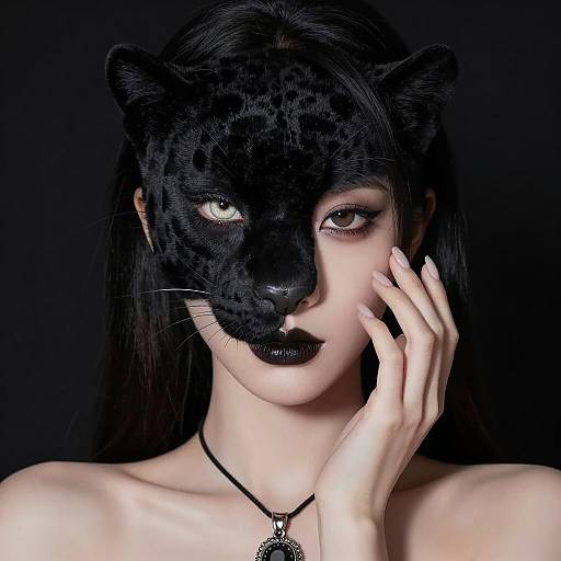 Mystical Woman with Panther Elegance