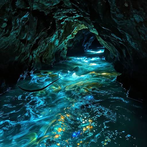 Luminous Underground River Tunnel