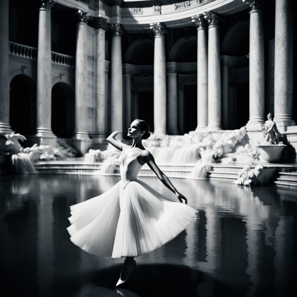 Elegant Ballerina in Grand Theater Setting