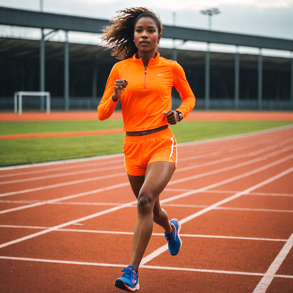 Sporty Athlete in Neon Orange Attire