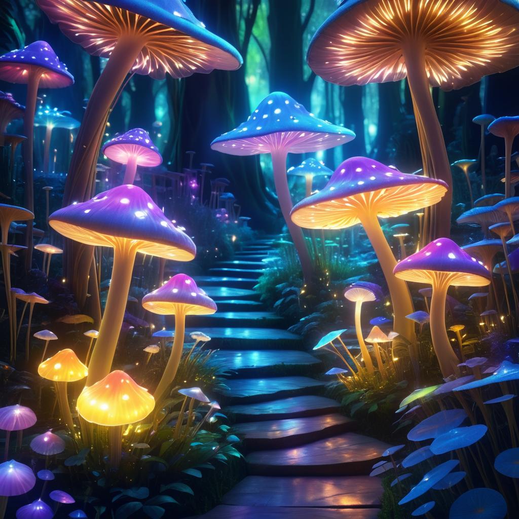 Whimsical Luminous Garden of Wonders