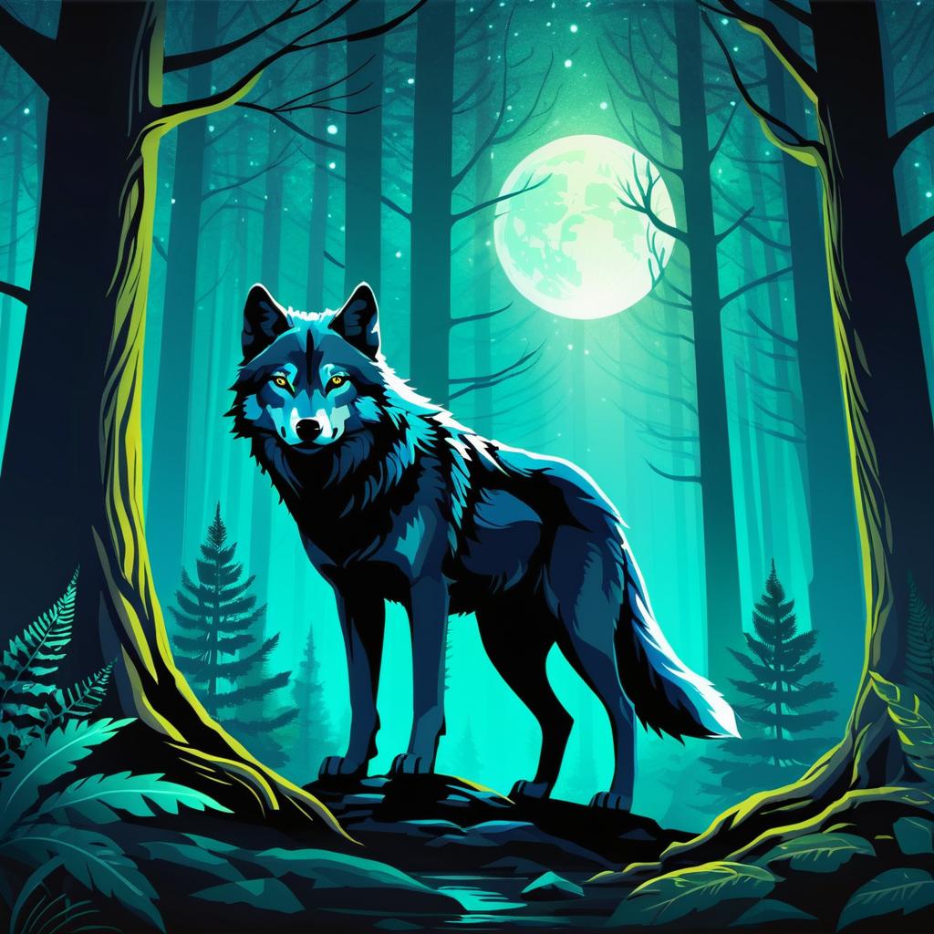 Mystical Wolf in Enchanted Forest