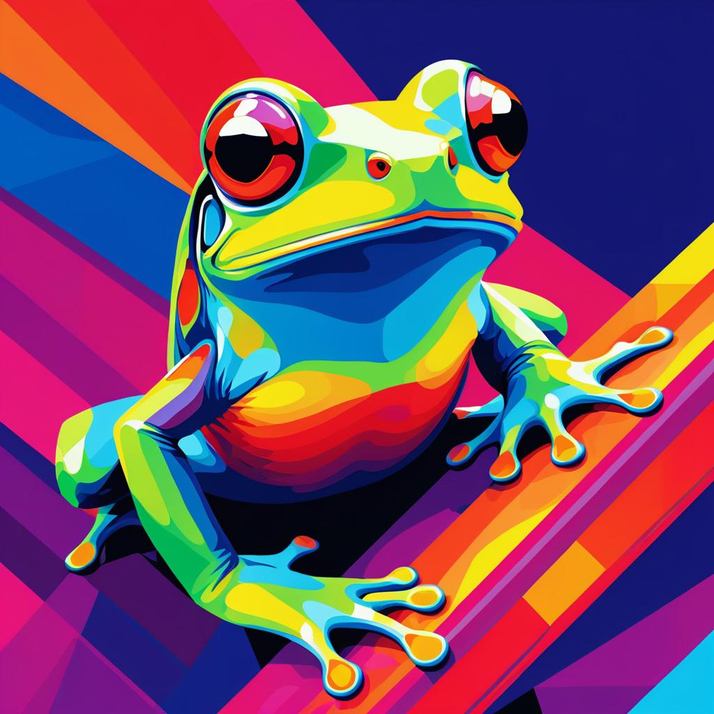 Vibrant Pop Art Red-Eyed Tree Frog