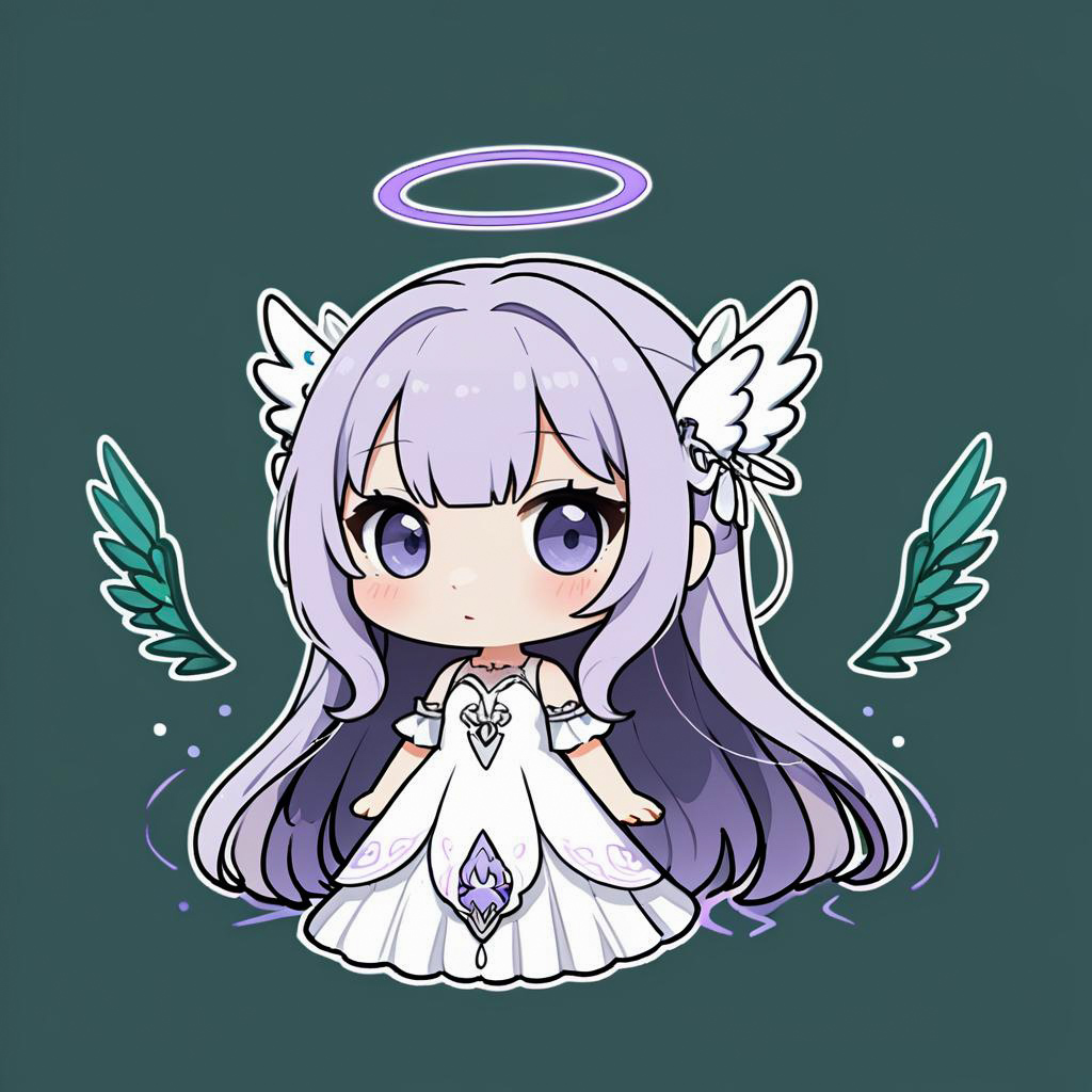 Charming Chibi Angel with Lavender Hair