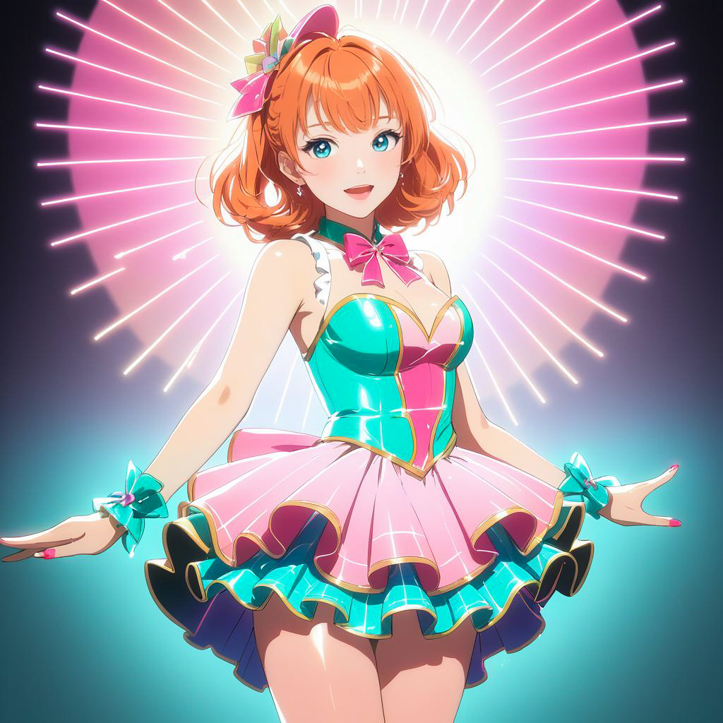 Retro Blushing Idol with Enchanting Style