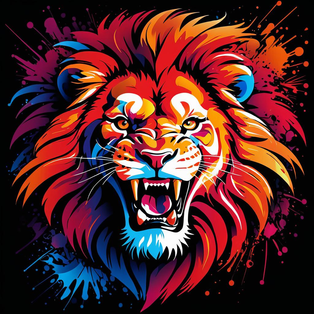 Vibrant Graffiti Lion T-Shirt Design