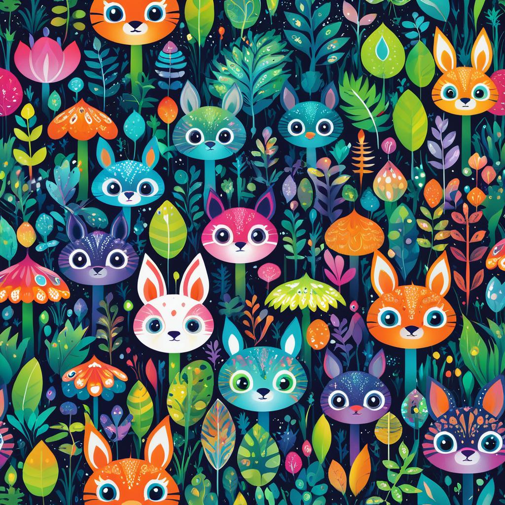 Whimsical Creatures in Colorful Underworld