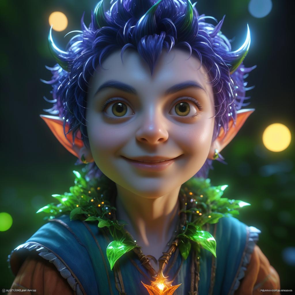 Realistic Portrait of a Mischievous Sprite