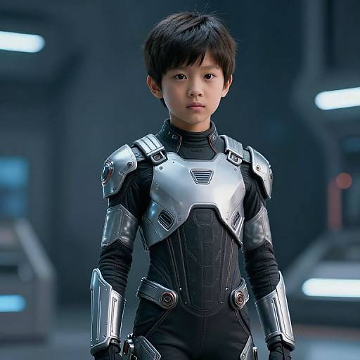 Young Boy in Futuristic Sci-Fi Suit
