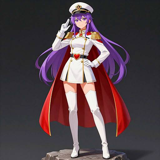 Confident Anime Character in Military Fashion