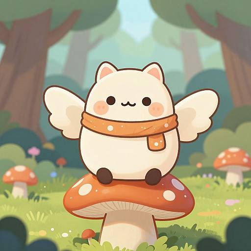 Kawaii Mothman in Enchanted Forest