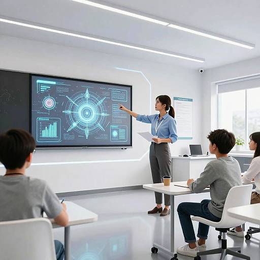 Futuristic Classroom with Holograms