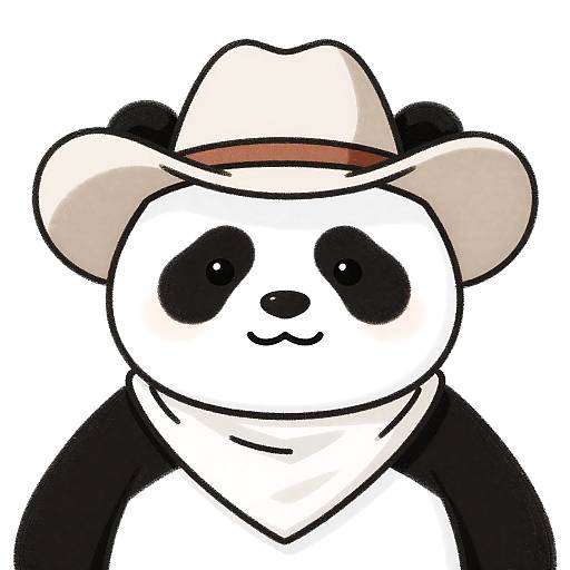 Whimsical Pastel Panda Cowboy Art