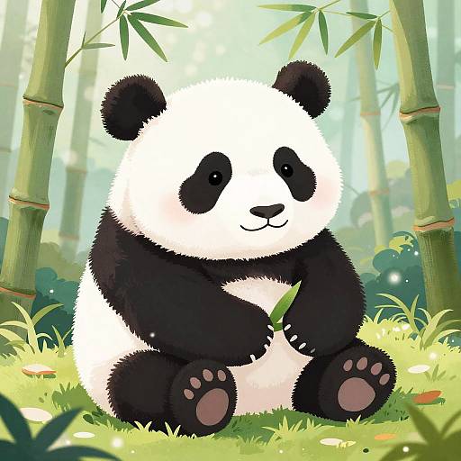 Playful Baby Panda in Bamboo