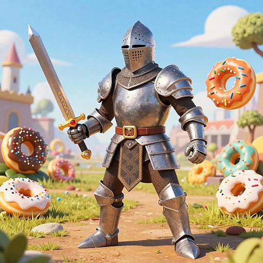 Colorful Donut Warrior Knight