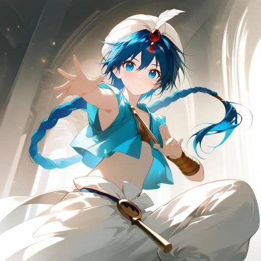 Illustration of Aladdin (magi), magi the labyrinth of magic in the style of Haori io