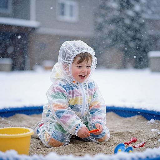 Transparent Child Playing in Snowstorm