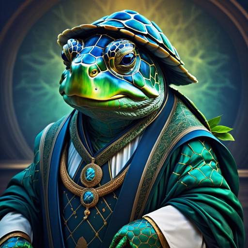 Elegant Turtle Philosopher Digital Portrait