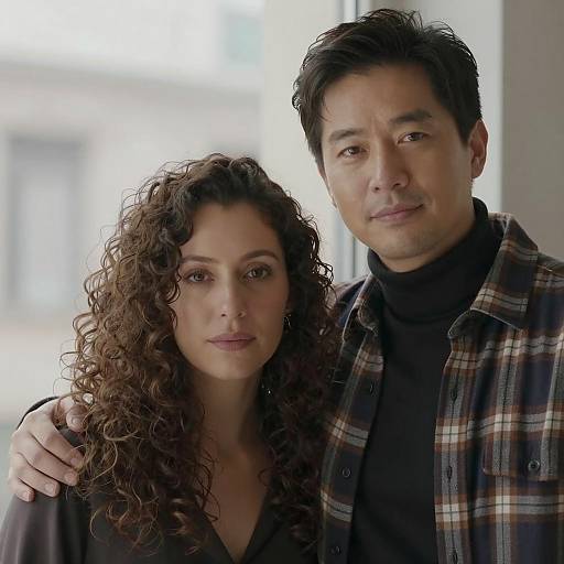 Intimate Couple Portrait by Blurred Window