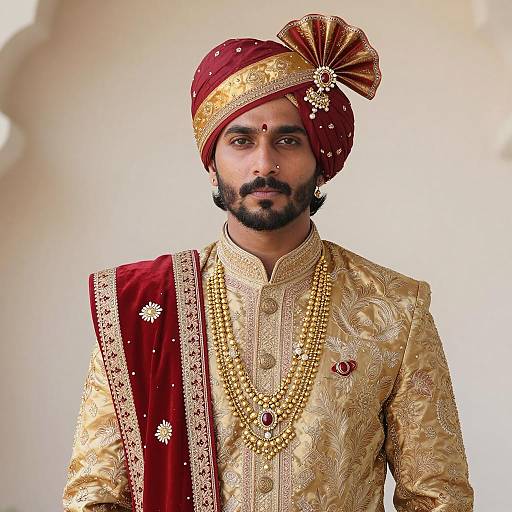 Indian Maharaja in Traditional Rajasthani Attire