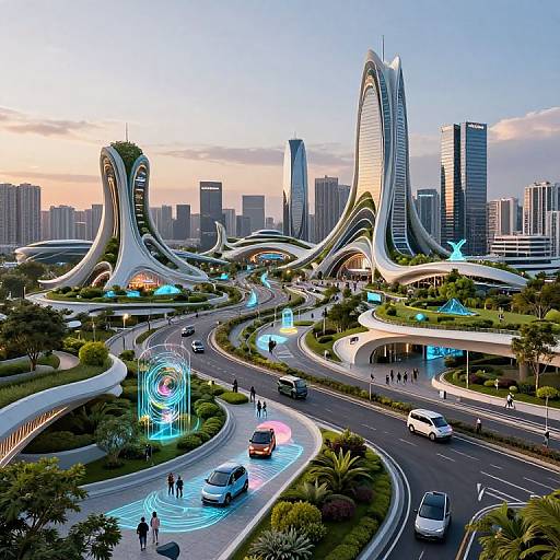 Futuristic Organic Cityscape at Twilight