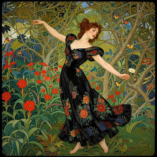 Surreal Botanical Woman in Clarke Style