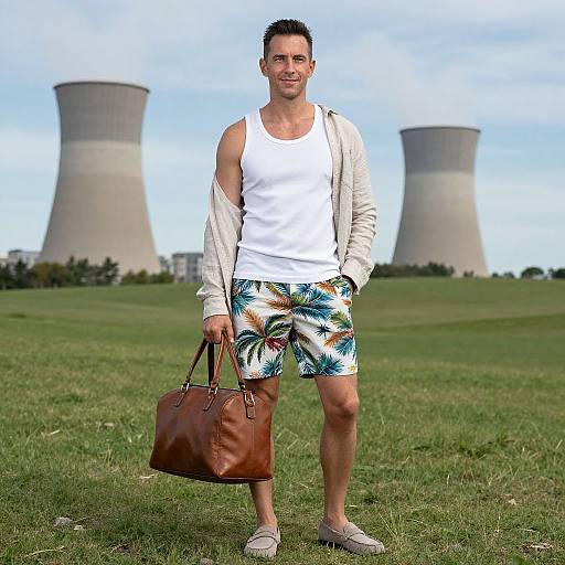 Stylish Man in Tropical Summer Outfit