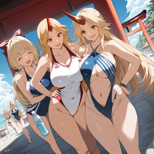Playful Swimsuit Girls with Horns