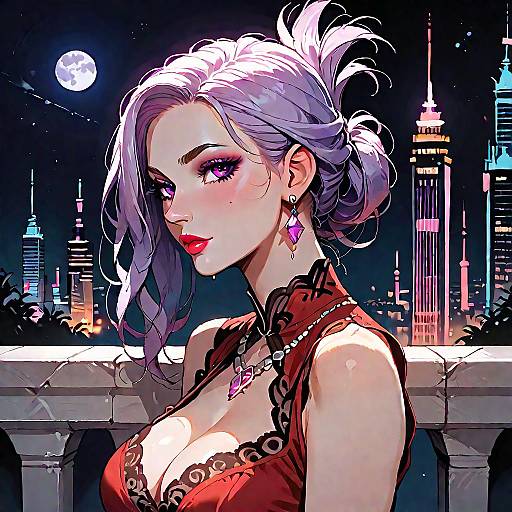Elegant Night City Girl Portrait