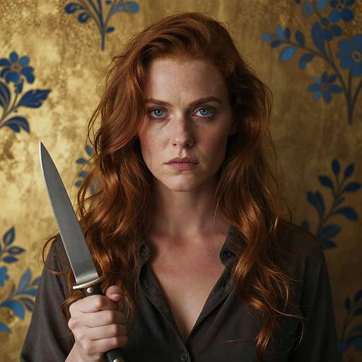 Mysterious Woman with Knife Portrait